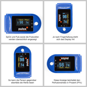 Pulse Oximeter PULOX PO-200 with Alarm Blue