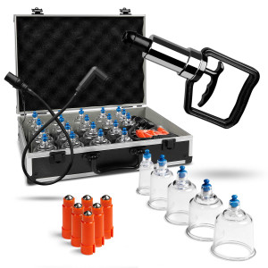 Pulox Cuppings Suitcase Set 19 pc. Cupping Set with Vacuum Pump