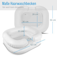 Pulox Haarwaschbecken - Mobile, aufblasbare Patientendusche mit Duschbeutel und Handbrause