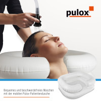 Pulox Haarwaschbecken - Mobile, aufblasbare Patientendusche mit Duschbeutel und Handbrause
