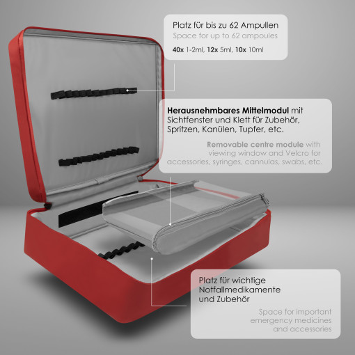 Pulox Medizinisches Ampullarium Größe L - Große Ampullentasche für Medikamente-Ampullen - Ungefüllt