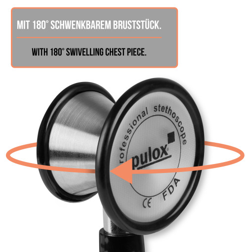 Pulox Kardiologie Stethoskop - Professionelles Einschlauchstethoskop mit Doppelkopf aus Edelstahl