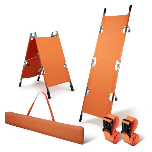 Pulox Krankentrage - Faltbare Erste-Hilfe-Bahre - 208 x 54 x 13 cm in Orange