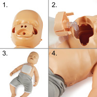 Pulox Practi-Baby - Reanimationspuppe Trainingspuppe mit Gesichtsmaske, 4 Luftbeuteln und Tragetasche