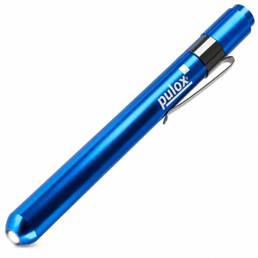 Pulox Diagnostikleuchte aus Aluminium - LED-Penlight mit Mess-Skala in Blau