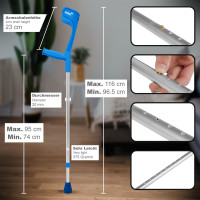 2x Krücken Klassiker (Paar) - Ossenberg Gehhilfen Unterarmgehstützen in Blau