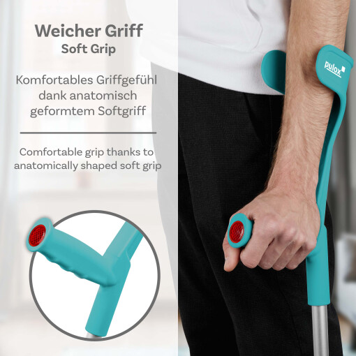 2x Krücken Klassiker (Paar) - Ossenberg Gehhilfen Unterarmgehstützen in Türkis