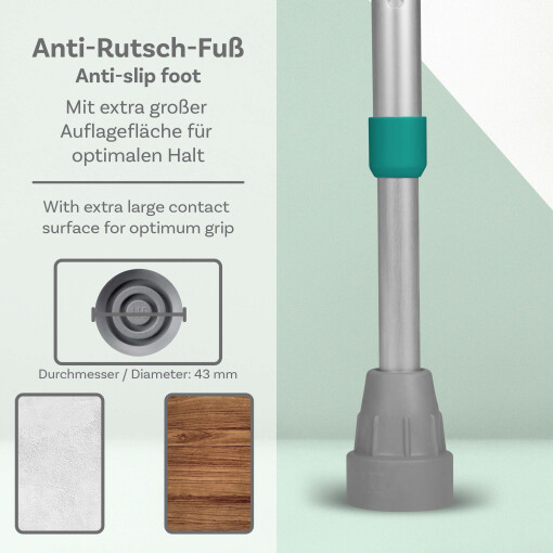 2x Krücken Klassiker (Paar) - Ossenberg Gehhilfen Unterarmgehstützen in Türkis