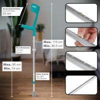 2x Krücken Klassiker (Paar) - Ossenberg Gehhilfen Unterarmgehstützen in Türkis