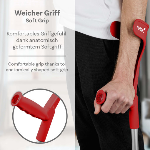 1x Krücke Klassiker - Ossenberg Unterarmgehstütze Gehhilfe in Rot