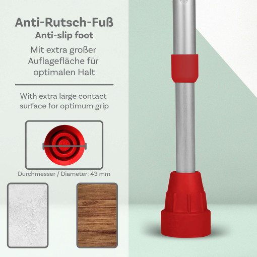 1x Krücke Klassiker - Ossenberg Unterarmgehstütze Gehhilfe in Rot