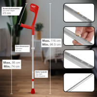 1x Krücke Klassiker - Ossenberg Unterarmgehstütze Gehhilfe in Rot