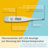 Pulox Digitales Fieberthermometer mit LCD-Display - Oral, rektal und axillar