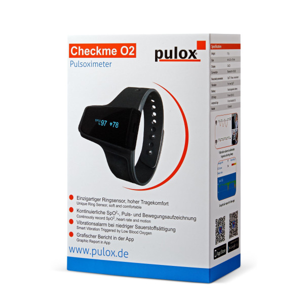pulox by Viatom Checkme O2 smartes Handgelenk Pulsoximeter mit Ringsensor