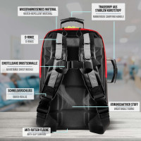 Pulox Erste Hilfe Rucksack - Großer Notfallrucksack in Rot aus stabiler Plane mit Füllung Advance