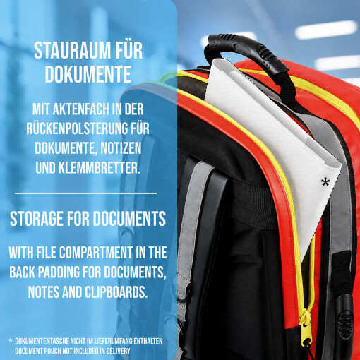 Pulox Erste Hilfe Rucksack - Großer Notfallrucksack in Rot mit Füllung Advance & Pulsoximeter PO-200