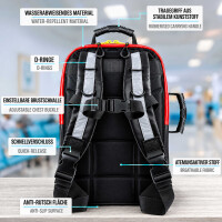 Pulox Erste Hilfe Rucksack - Großer Notfallrucksack in Rot mit Füllung Advance & Pulsoximeter PO-200