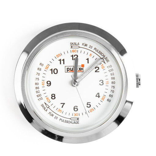 Pulox Schwesternuhr mit Pulsskala & Sekundenzeiger - Set mit 1x Quarzuhr und 6 Silikonhüllen mit Anstecknadel