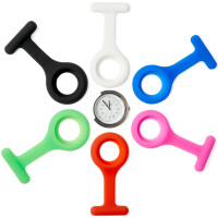 Pulox Schwesternuhr mit Pulsskala & Sekundenzeiger - Set mit 1x Quarzuhr und 6 Silikonhüllen mit Anstecknadel