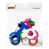 Pulox Schwesternuhr mit Pulsskala & Sekundenzeiger - Set mit 1x Quarzuhr und 6 Silikonhüllen mit Anstecknadel