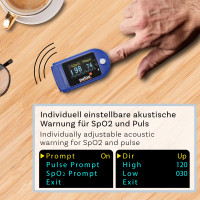 Pulox PO-200A Solo Pulsoximeter mit Alarm und Pulston Blau
