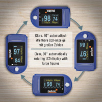 Pulox PO-200A Solo Pulsoximeter mit Alarm und Pulston Blau