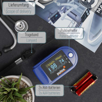 Pulox PO-200A Solo Pulsoximeter mit Alarm und Pulston Blau
