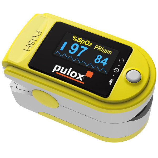 Pulsoximeter pulox PO-200A Solo mit Alarm und Pulston Gelb