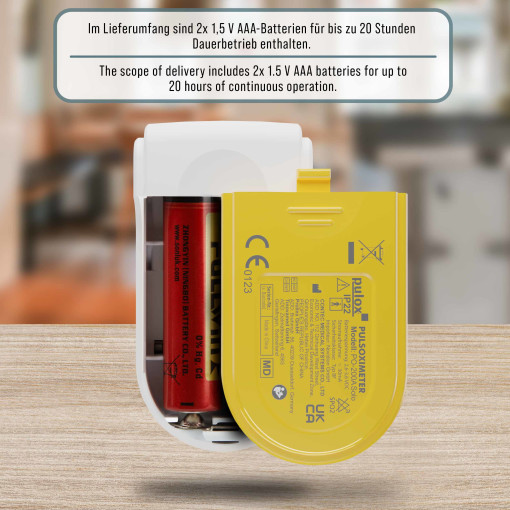 Pulox PO-200A Solo Pulsoximeter mit Alarm und Pulston Gelb
