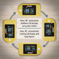Pulox PO-200A Solo Pulsoximeter mit Alarm und Pulston Gelb