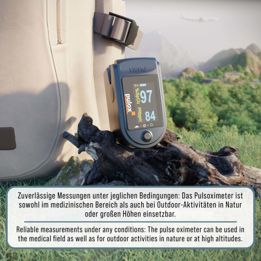 Pulox PO-200A Solo Pulsoximeter mit Alarm und Pulston Schwarz