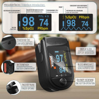 Pulox PO-200A Solo Pulsoximeter mit Alarm und Pulston Schwarz