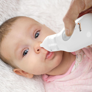 pulox NA-53 elektrischer Nasensauger für Säuglinge und Kinder zur Anwendung bei verstopften Nasen mit Aufsätzen in 2 Größen