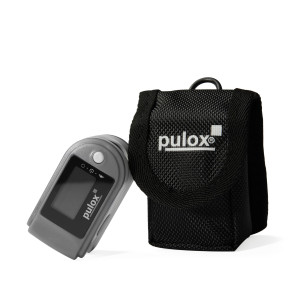 pulox - Nylontasche für Fingerpulsoximeter mit Klettverschluß und Gürtelschlaufe - Schwarz