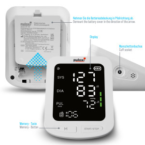 pulox BP-100 Oberarm-Blutdruckmessgerät inkl. 2...