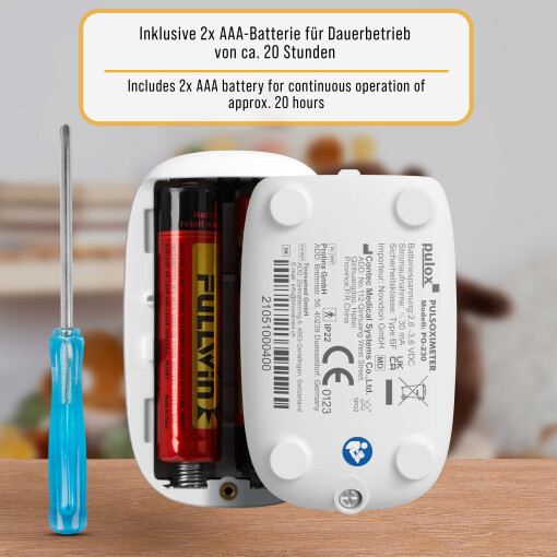 Pulox PO-230 - Finger-Pulsoximeter für Kinder mit Klebestickern - Gelb