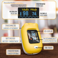 Pulox PO-230 - Finger-Pulsoximeter für Kinder mit Klebestickern - Gelb