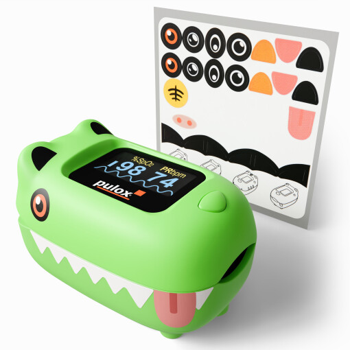 Pulox PO-230 - Finger-Pulsoximeter für Kinder mit Klebestickern - Grün