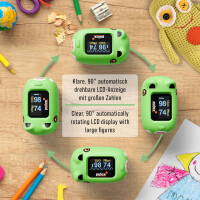 Pulox PO-230 - Finger-Pulsoximeter für Kinder mit Klebestickern - Grün