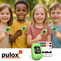Pulox PO-230 - Finger-Pulsoximeter für Kinder mit Klebestickern - Grün