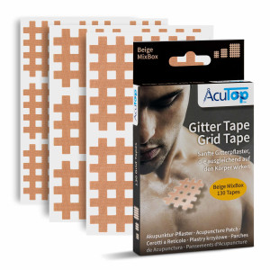 AcuTop - Gittertape, Akupunkturtape - versch. Größen & Farben -  Beige MixBox