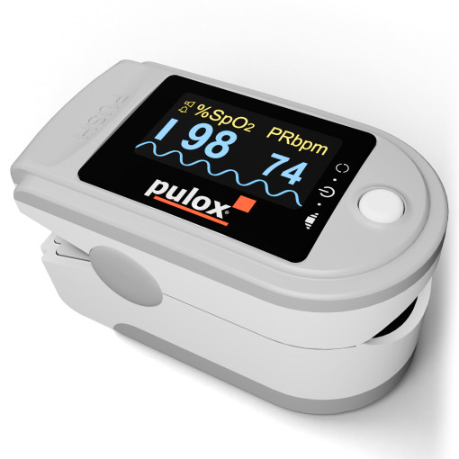 Pulsoximeter Pulox PO-200A Solo mit Alarm und Pulston Grau
