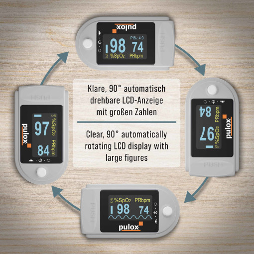 Pulsoximeter Pulox PO-200A Solo mit Alarm und Pulston Grau