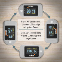Pulsoximeter Pulox PO-200A Solo mit Alarm und Pulston Grau