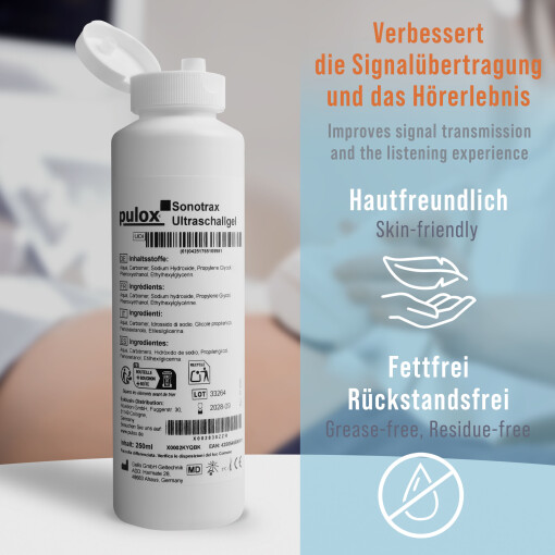 Pulox Sonotrax Ultraschallgel 250ml - Fetal-Doppler Übertragungsgel - Sonographie Gel