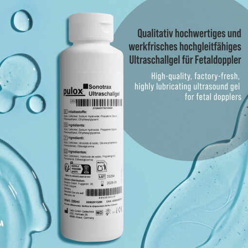 Pulox Sonotrax Ultraschallgel 250ml - Fetal-Doppler Übertragungsgel - Sonographie Gel