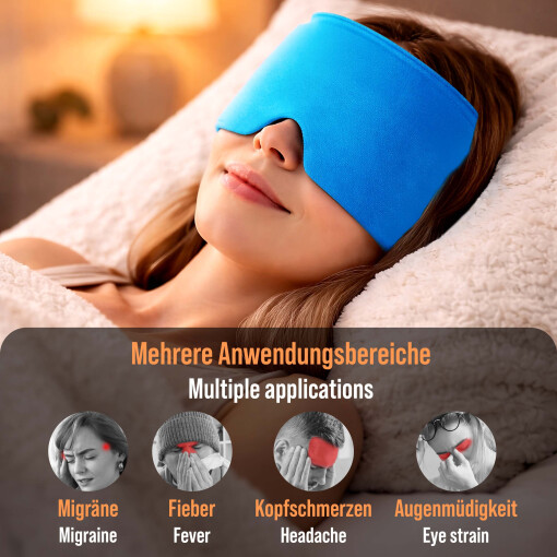 Pulox HC-20 Kühl-Maske - Migräne-Maske Kühlhaube zur Kältetherapie gegen Kopfschmerzen