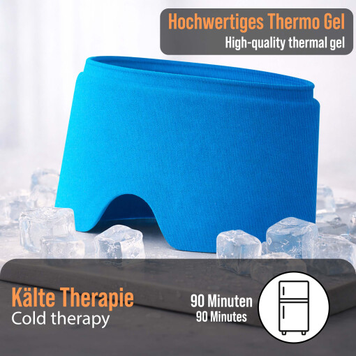 Pulox HC-20 Kühl-Maske - Migräne-Maske Kühlhaube zur Kältetherapie gegen Kopfschmerzen