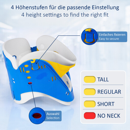 Pulox Cervicalstütze - Immobilisierende verstellbare Halskrause Nackenstütze für Erwachsene