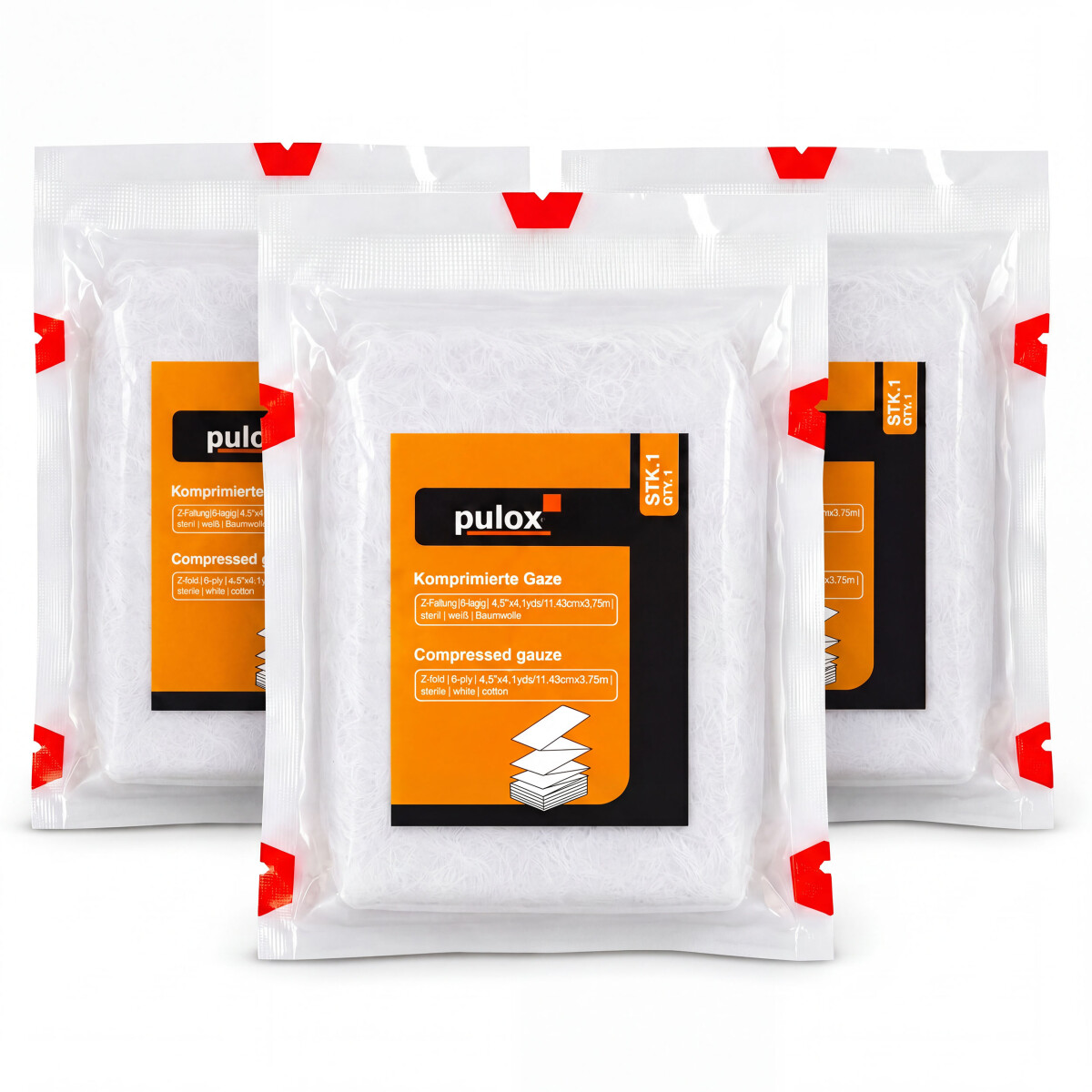 Pulox Komprimierte Gaze - 3x Sterile Mul box